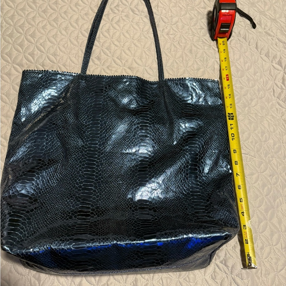 Carlos Falchi Fatto a Mano Metallic Blue Tote